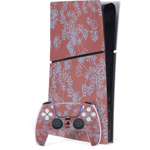 Airy Blue Floral PS5 Slim Digital Edition Console Skin